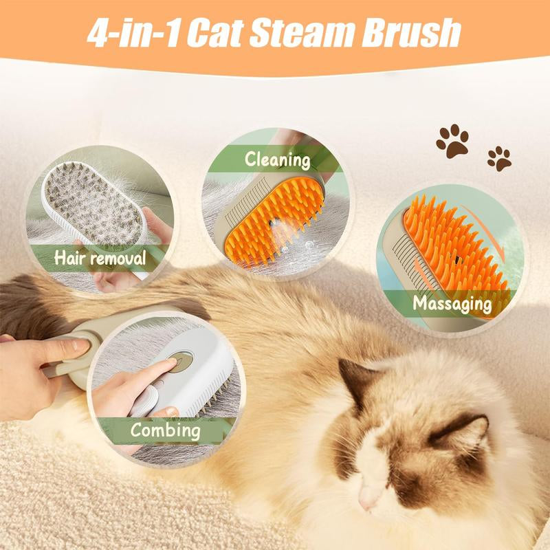 Pet Steam Brush,Cat Dog Hair Remover, Adjustable Pet Hair Remover,Pet Steamy Mist,Steam Pet Brush for Pet Hair 3-IN-1 Steamy Cat Brush Grooming Comb for Dogs Steam Brush for Cats Remove Flying Fur Steam Advanced Pet Hair Removal Comb Pet Pal Brush